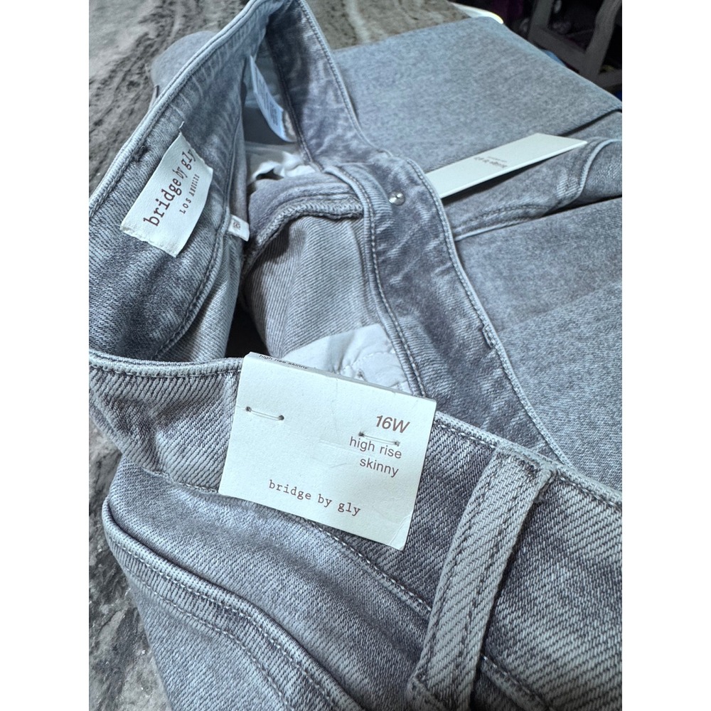 Bridge by Gly Jeans Womens 16W High Rise Skinny Denim Gray Quiet Luxury New - Picture 9 of 12